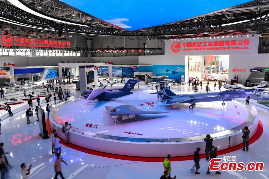 Il padiglione della Cooperazione dell'Industria Aeronautica della Cina, in mostra alla 13esima China International Aviation & Aerospace Exhibition (China Air Show) nella città cinese meridionale di Zhuhai. (26 settembre 2021 - China News Service/Chen Jimin)