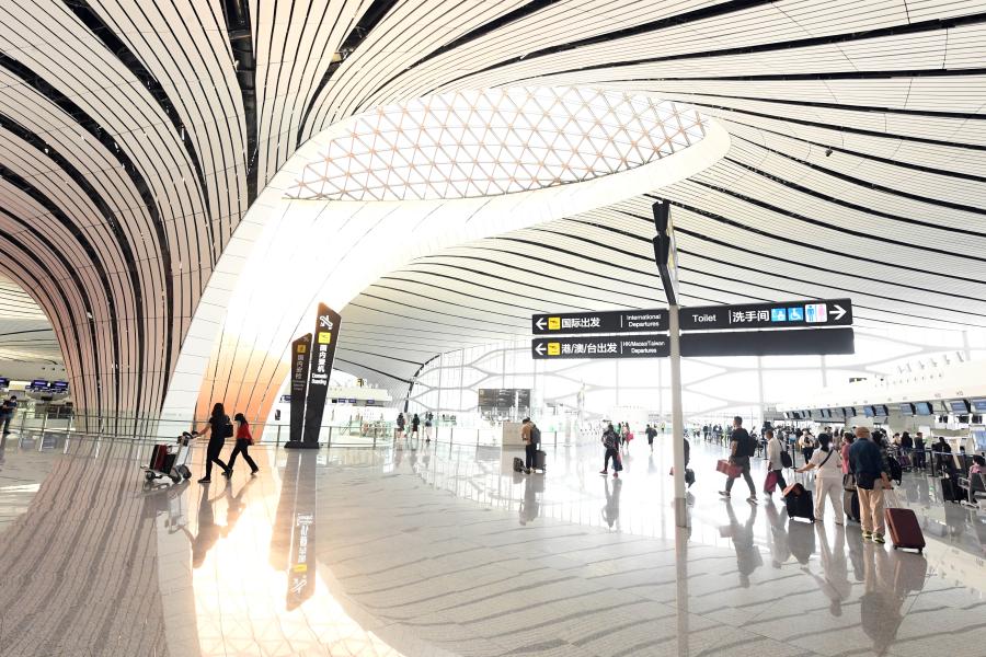 Interni del nuovo aeroporto di Beijing, il Beijing Daxing International Airport. (22 settembre 2020 - Xinhua/Ren Chao)