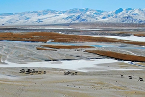 Jiuquan, Gansu: paesaggio gelato della prateria di Haltent