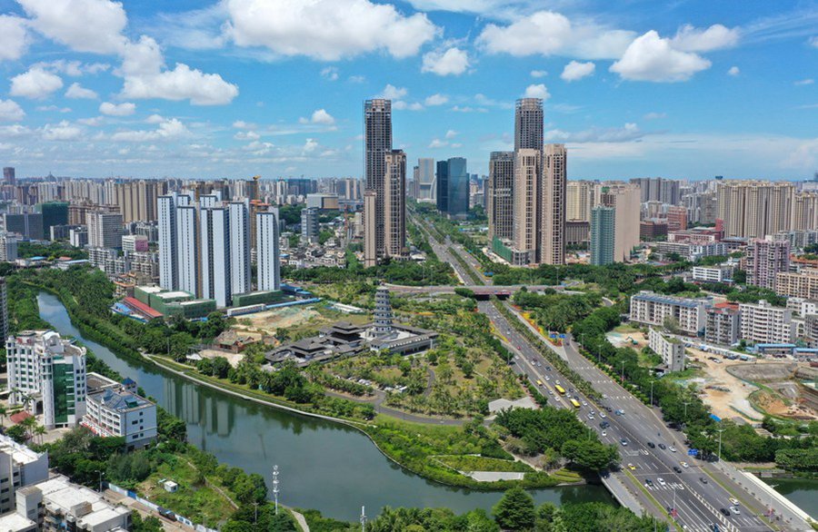 Vista aerea del paesaggio di Haikou, nella provincia di Hainan, Cina meridionale. (Foto/Xinhua)