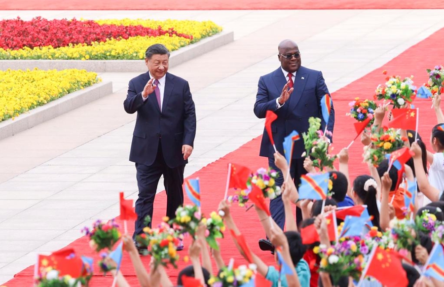 Xi Jinping in colloquio con il presidente del Congo-Kinshasa Félix Tshisekedi