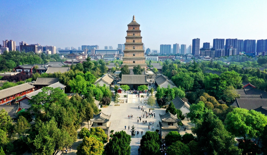 Vista aerea della rete dei percorsi del corridoio Chang'an-Tianshan sulla Via della Seta