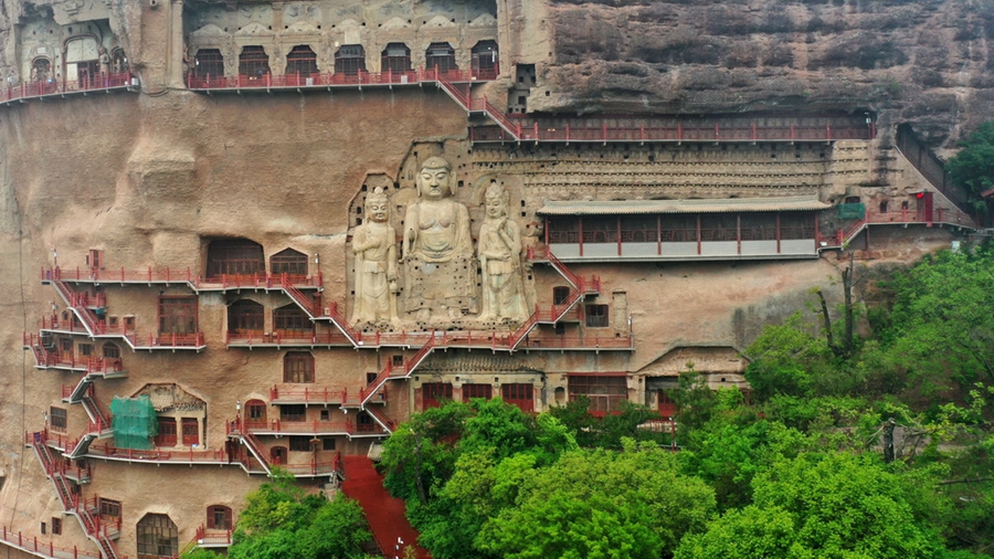 Vista aerea della rete dei percorsi del corridoio Chang'an-Tianshan sulla Via della Seta