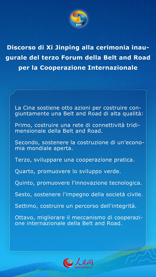 Punti chiave del discorso di Xi Jinping alla cerimonia inaugurale del terzo Forum della Belt and Road per la Cooperazione Internazionale