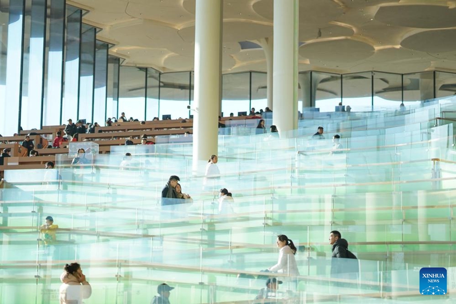 Cittadini trascorrono il tempo libero alla Biblioteca di Beijing