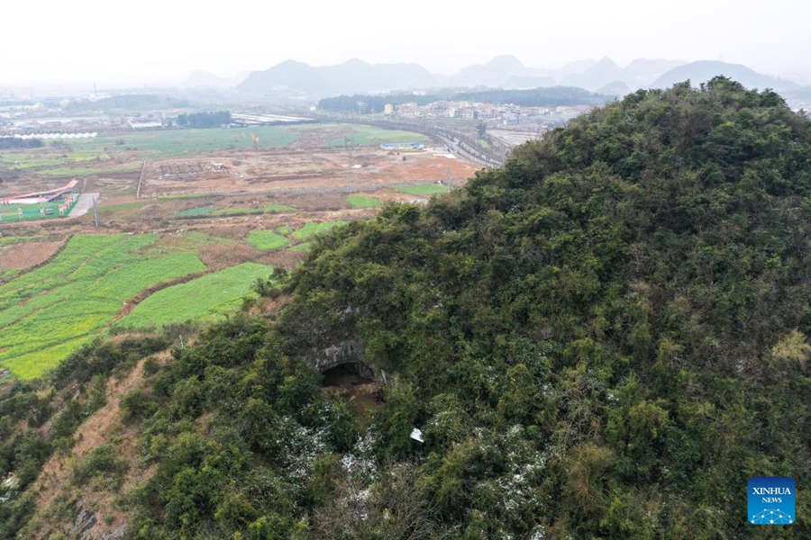 Vista aerea del sito archeologico Chuandong, provincia del Guizhou. (24 gennaio 2024 - Xinhua/Yang Wenbin)