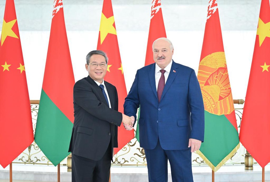 Il premier cinese Li Qiang incontra il Presidente bielorusso Alexander Lukashenko al Palazzo dell'Indipendenza di Minsk, Bielorussia. (22 agosto 2024 - Xinhua/Li Xiang)