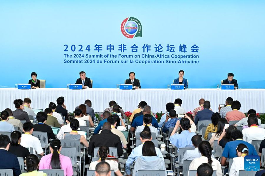 Una conferenza stampa del Summit 2024 del Forum sulla Cooperazione Cina-Africa (FOCAC) a Beijing, capitale della Cina. (2 settembre 2024- Xinhua/Li Xin)